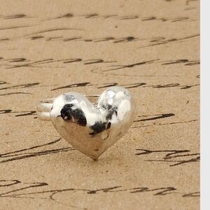 HEART HOLLOW RING HANDMADE IN STERLING SILVER METAL SIZE 9.5